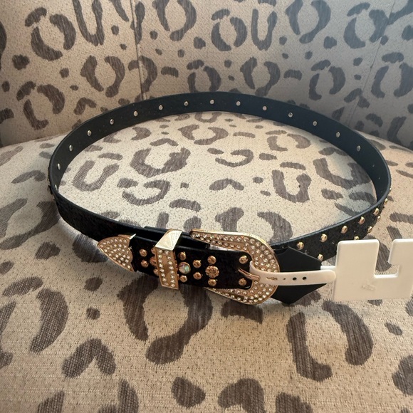 Black Rhinestone Studded Belt - Picture 3 of 3